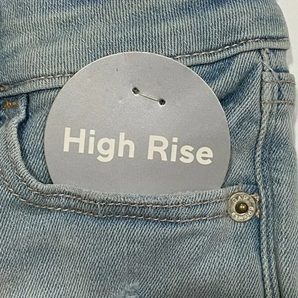 NWT GAP Girls Stretch High Rise Bermuda Shorts Sz 6 Light Wash Denim Rips - Picture 3 of 7